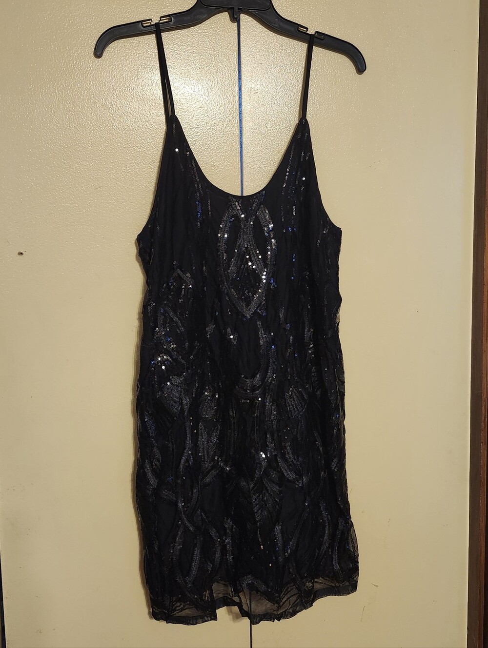 New- Black Sequin Slip Dress